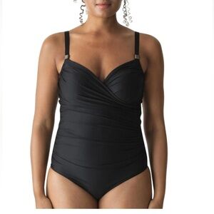 Prima Donna UK38 US 12 Womens Cocktail Swimsuit Black Flattering Retro‎ Cut